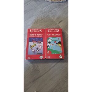 Vintage 90s Christmas Classics VHS Set Jingle Bell Gift Wrapped Sylvester Tweety